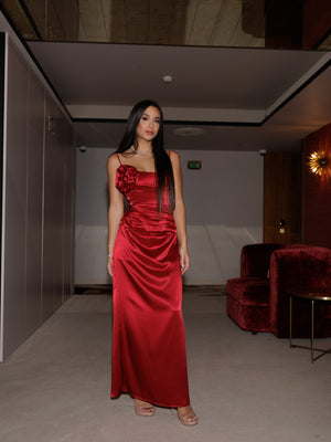 Silk Red Rose Dress