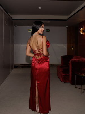Silk Red Rose Dress