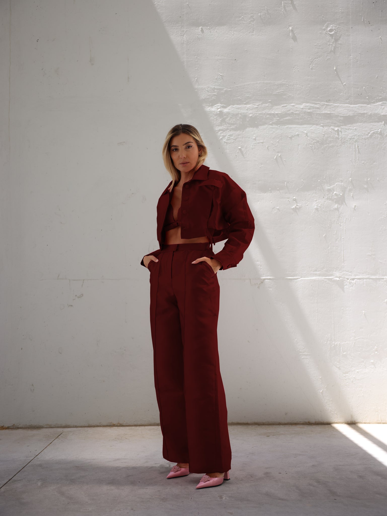 Jessy Bordeaux Crop Jacket