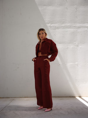 Jessy Bordeaux Crop Jacket